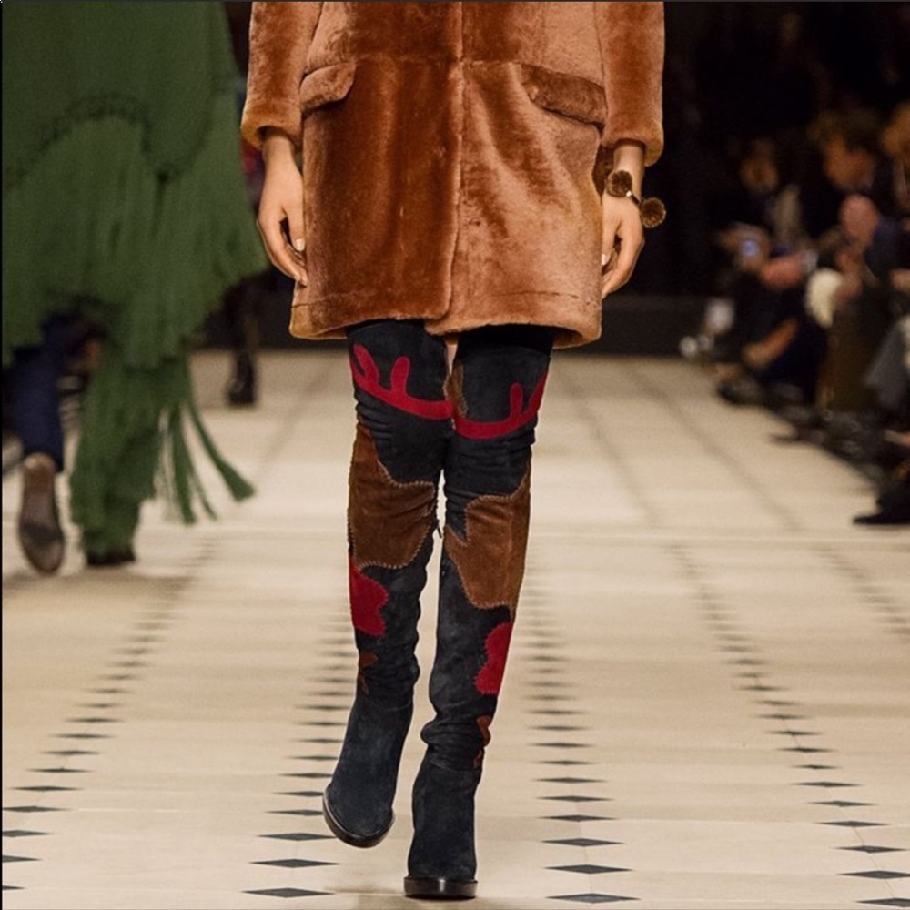 Burberry Suede Over The Knee Boots